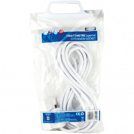 Status Extension Lead White - 1 Socket 13A 5 Metre