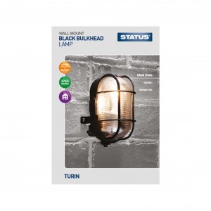 Status Black Bulkhead Lamp Wall Mounted