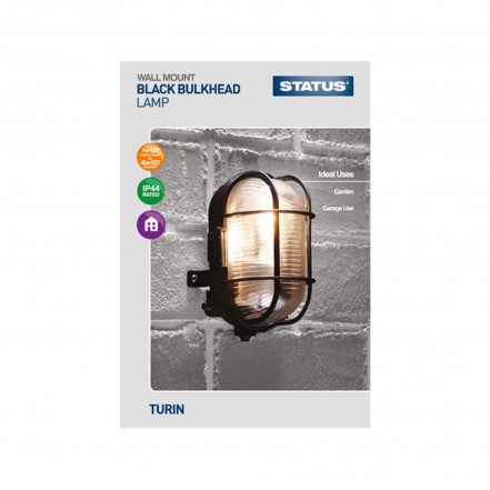 Status Black Bulkhead Lamp Wall Mounted