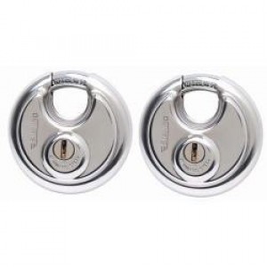 2 x 70mm Heavy Security Closed Shackle Disc Padlock Twin Pac