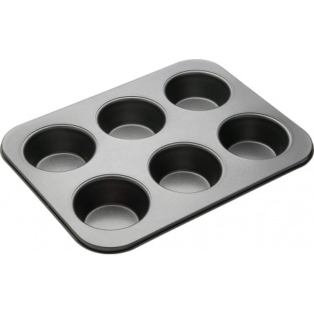 KitchenCraft MasterClass Non-Stick 6-Hole Deep Muffin Tin 10 x 14"