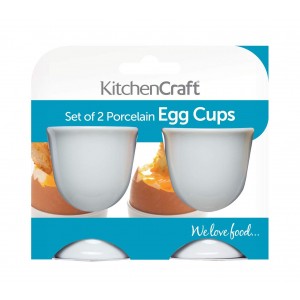 KitchenCraft Porcelain Egg Cups 5 x 5 x 7cm - White (Set of 2)