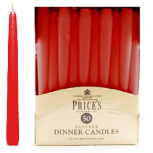 Price's Tapered Dinner Candle Unwrapped 50 Pack