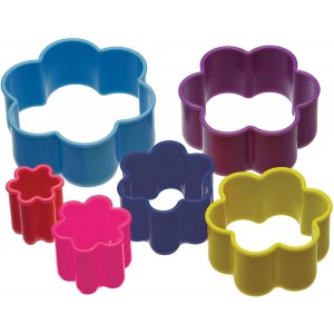 KitchenCraft Colourworks Plastic Flower Shaped Cookie Cutters - Set of 6