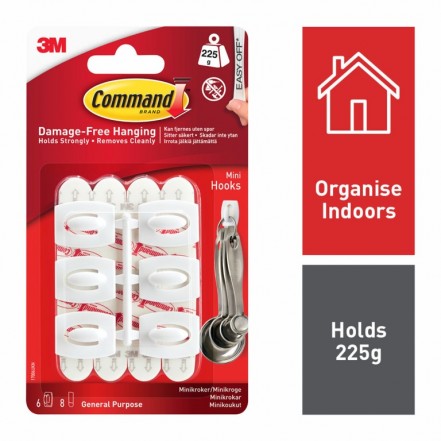 3M Command Mini Hook with Adhesive Strips White