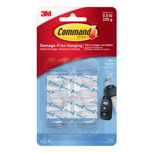 3M Command Mini Hooks With Strips Clear