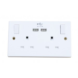 Lyvia Two Gang White Switched Socket