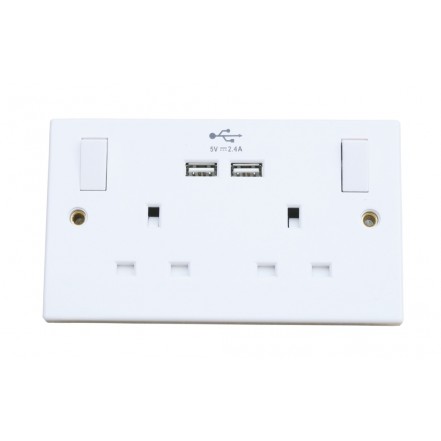 Lyvia Two Gang White Switched Socket