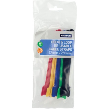 Status 150MM Hook & Loop Reusable Cable Straps 10pk