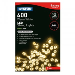Status Traun 400 Warm White LED Christmas Lights Battery