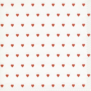 Wimmel Napkin Petits Coeurs Red 33 x 33cm Pack 20