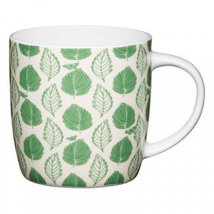 KitchenCraft Barrel Mug 425ml Green Leaf