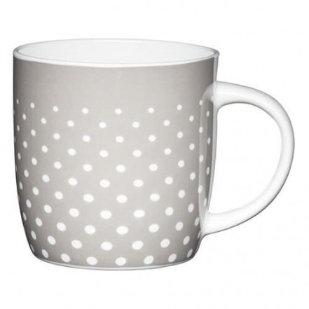 KitchenCraft Barrel Mug 425ml Grey Polka