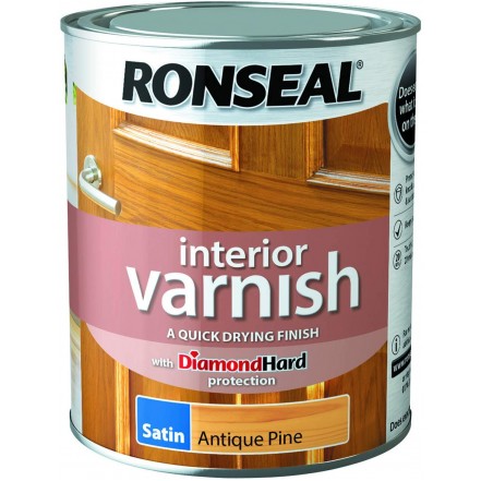 Ronseal Quick Drying Interior Varnish Satin Antique Pine 250ml