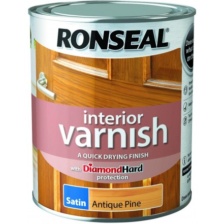 Ronseal Quick Drying Interior Varnish Satin Antique Pine 250ml